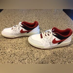 Nike White Sneakers with Red and Black Details